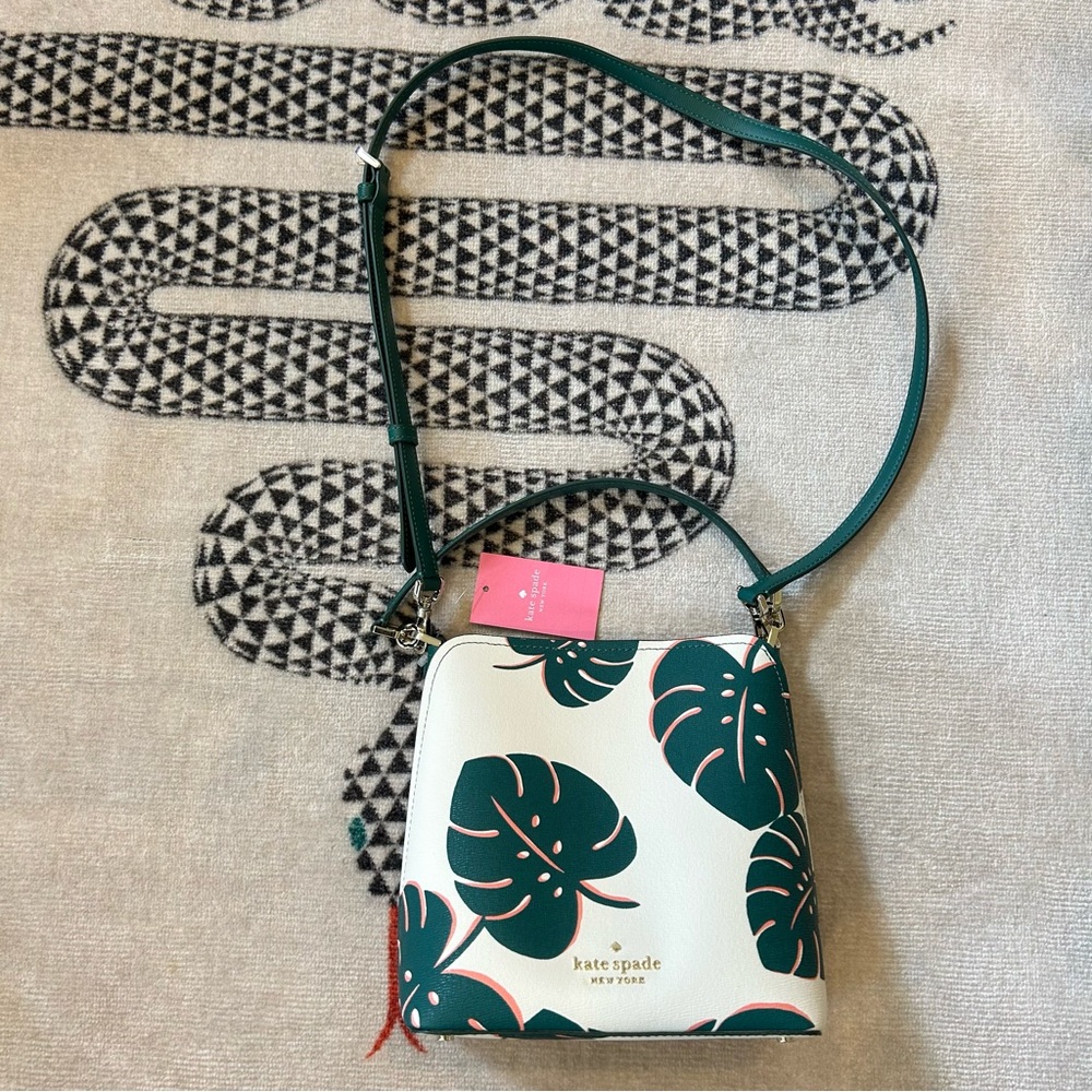 Kate Spade Green and White Floral Crossbody Bag